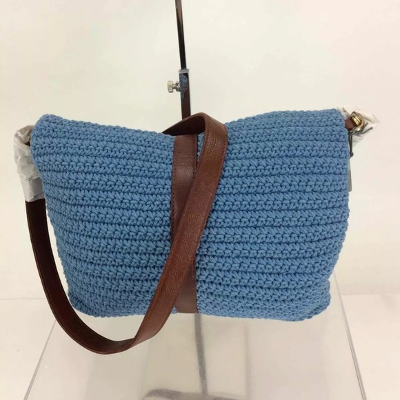 Anabaglish Yolanda Blue Knit Fold-over Crossbody - Picture 2 of 10